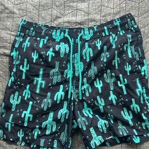 George Black and Green Patterned Swim Shorts
